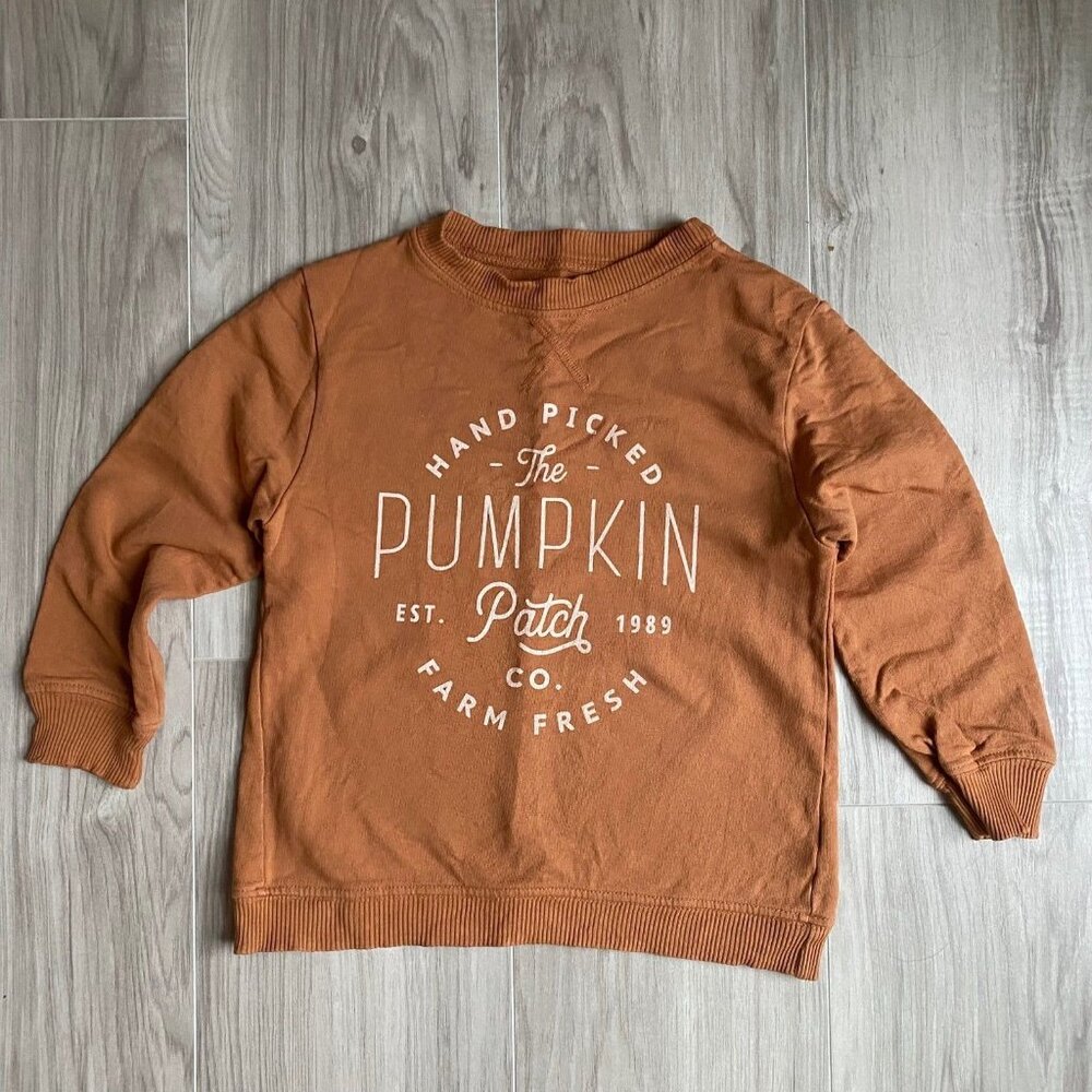 June and Grey Pumpkin Patch Sweatshirt Crew